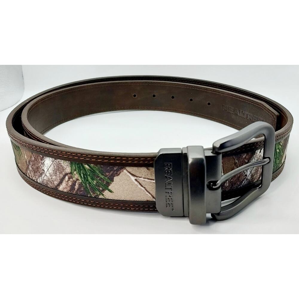 NEW Realtree Brown Leather And Camouflage Belt Brushed Nickel Buckle 53 In. Long - Picture 6 of 6